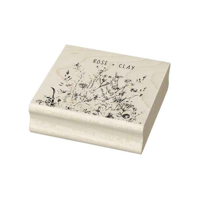 Wild Flowers Floral Art Personalised Rubber Stamp (Stamp)