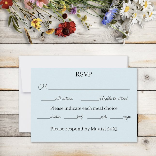 Wild Flowers Floral Blue Mushrooms RSVP Card (Creator Uploaded)