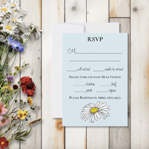 Wild Flowers Floral Blue Mushrooms RSVP Card