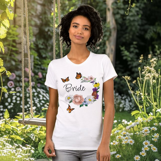 Wild flowers Floral Blue Mushrooms T-Shirt (Creator Uploaded)