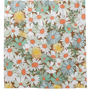 Wild flowers floral, vintage seamless pattern. shower curtain