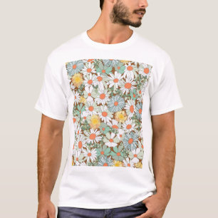 Wild flowers floral, vintage seamless pattern. T-Shirt