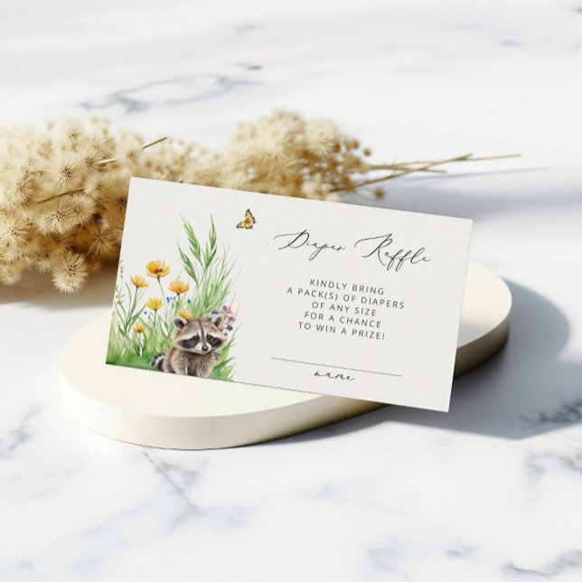 Wild Flowers Forest Cute Racoon Diaper Raffle  Enclosure Card (Creator Uploaded)