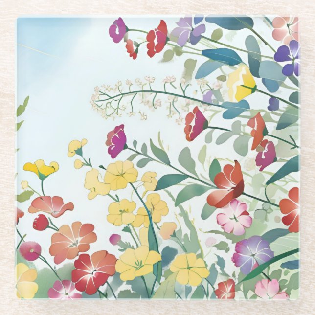 Wild Flowers Glass Coaster (Front)