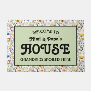 Wild Flowers Grandkids Spoiled Here Grandparents Doormat