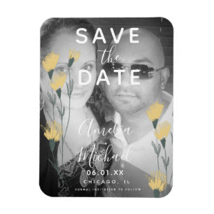 Wild Flowers Hand-Drawn Botanical Save the Date Magnet