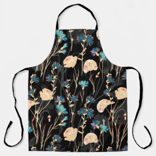 Wild flowers illustrations. Vintage seamless patte Apron