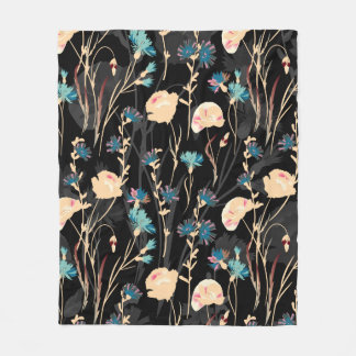 Wild flowers illustrations. Vintage seamless patte Fleece Blanket