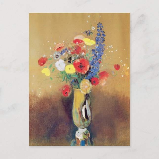 Wild flowers in a Long-necked Vase, c.1912 Postcard (Front)
