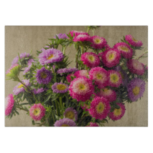 Wild Flowers in a Vase Glass Cutting Board