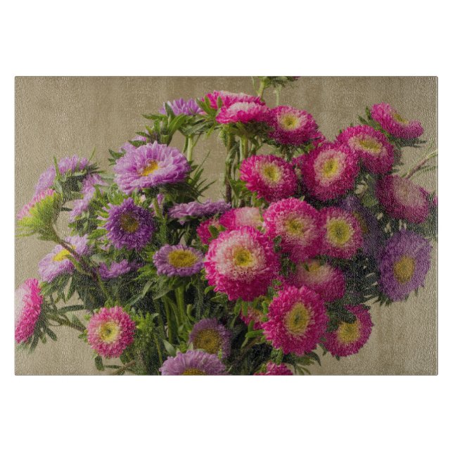 Wild Flowers in a Vase Glass Cutting Board (Front)
