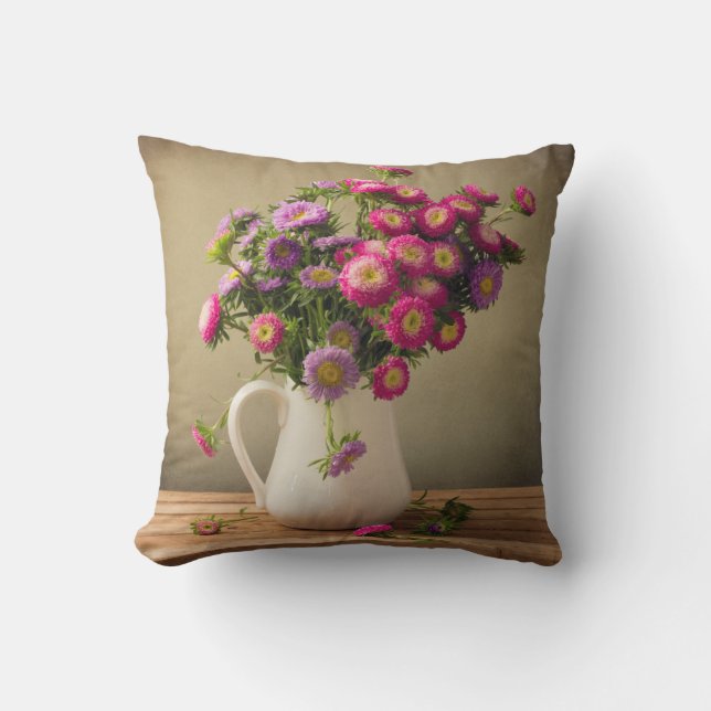 Wild Flowers in a Vase Throw Couch Pillow (Front)