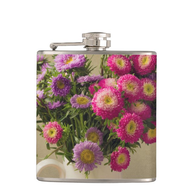 Wild Flowers in a Vase Whiskey Flask (Front)