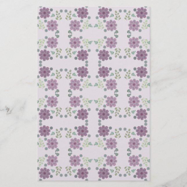 Wild Flowers in Lavender Stationery (Front)