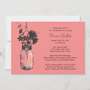 Wild flowers & Mason Jar Bridal Shower Invitation