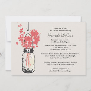 Wild flowers & Mason Jar Bridal Shower Invitation