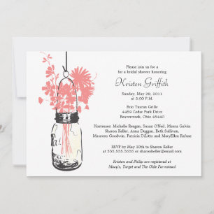 Wild flowers & Mason Jar Bridal Shower Invitation