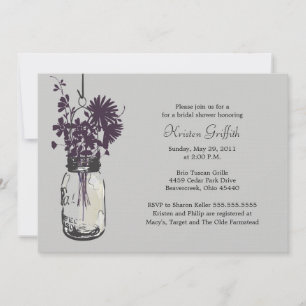 Wild flowers & Mason Jar Bridal Shower Invitation