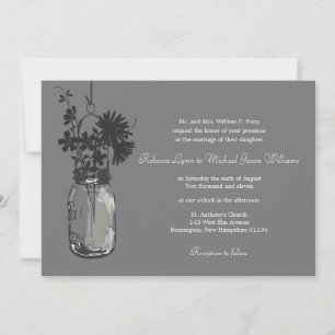 Wild flowers & Mason Jar Wedding Invitations