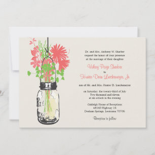 Wild flowers & Mason Jar Wedding Invitations