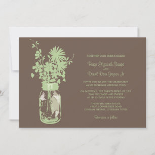 Wild flowers & Mason Jar Wedding Invitations
