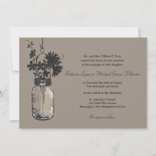 Wild flowers & Mason Jar Wedding Invitations