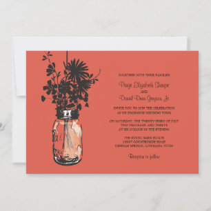 Wild flowers & Mason Jar Wedding Invitations