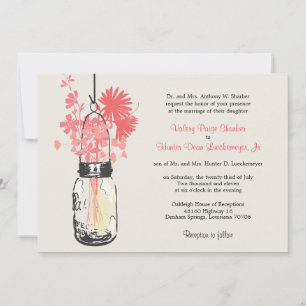 Wild flowers & Mason Jar Wedding Invitations