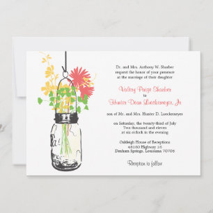 Wild flowers & Mason Jar Wedding Invitations