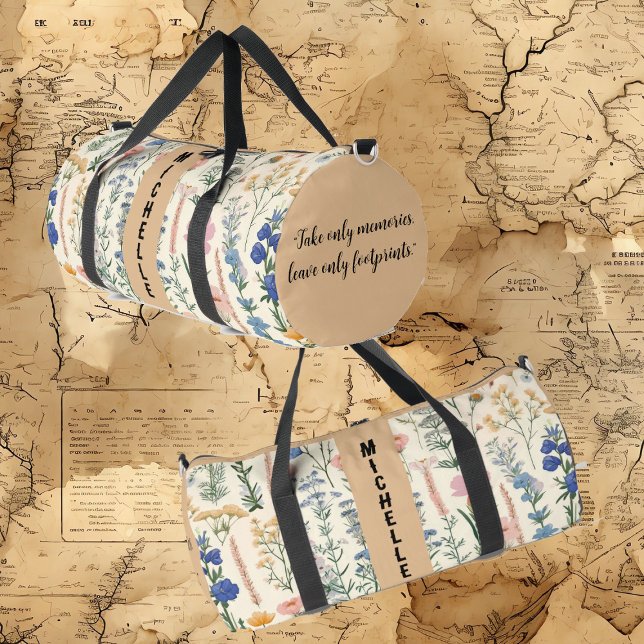 Wild Flowers Meadow Greenery Foliage Floral Travel Duffle Bag (Wild Flowers Meadow Greenery Foliage Floral Travel Duffle Bag)