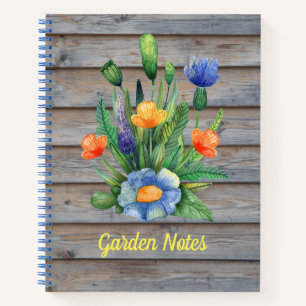 Wild Flowers On Wood Panelling Notebook