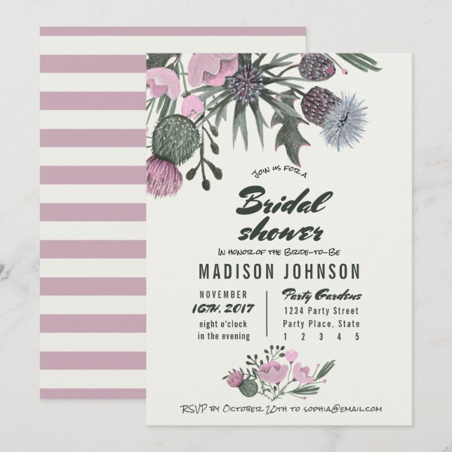 Wild Flowers pale pink | Bridal Shower Invitations (Front/Back)