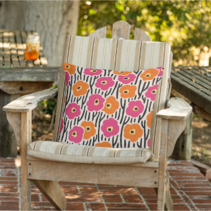 Wild Flowers Pattern Hot Pink and Orange Cushion