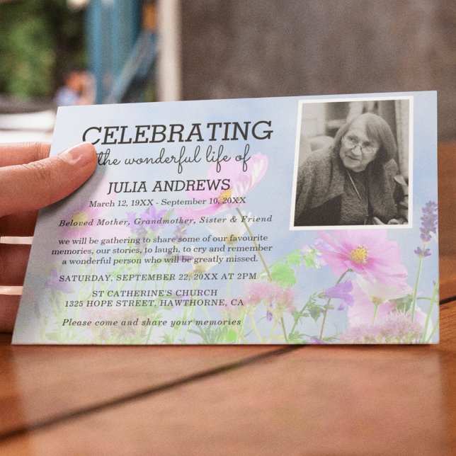 Wild Flowers Photo Celebration of Life | Funeral Invitation (Creator Uploaded)