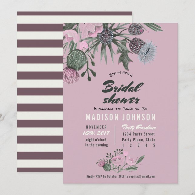 Wild Flowers | pink | Bridal Shower Invitations (Front/Back)