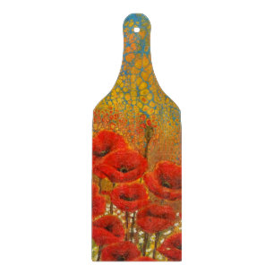 Wild flowers poppies and daisies Happy Birthday Ca Cutting Board
