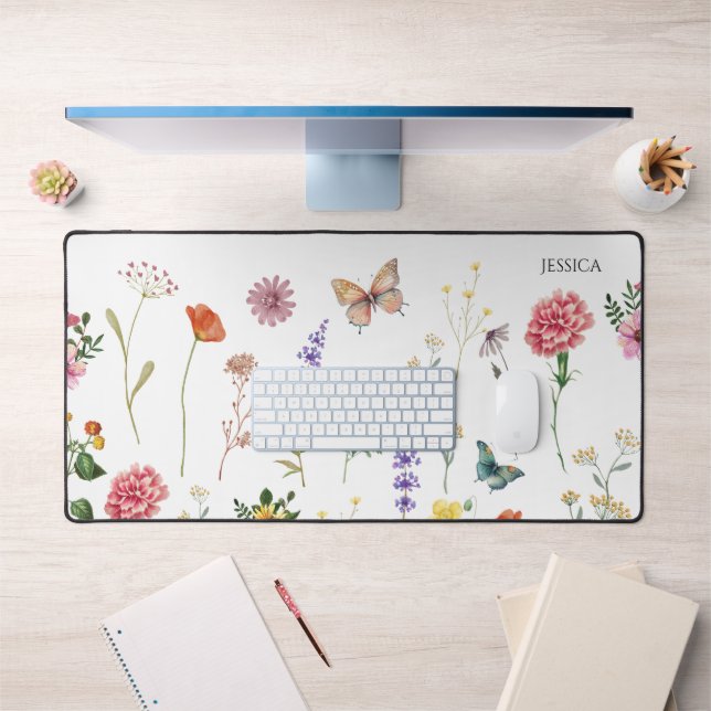 Wild Flowers Pressed Floral Simple Name Desk Mat (Office 1)