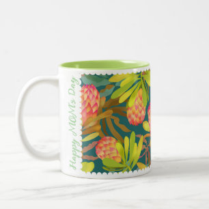 Wild Flowers Protea Green Two-Tone Coffee Mug