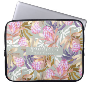 Wild Flowers Protea Grey Laptop Sleeve