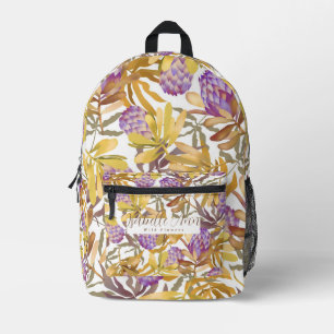 Wild Flowers Protea White Printed Backpack