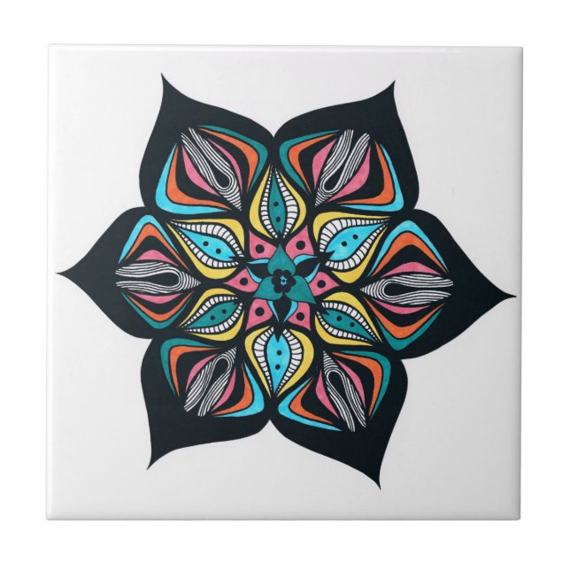 wild flowers: psycho coloured ceramic tile (Front)