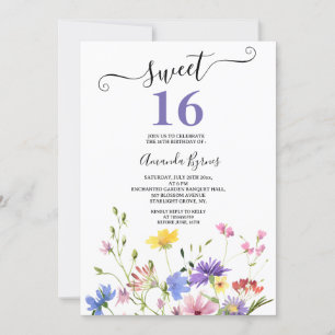WILD FLOWERS PURPLE FLORAL MEADOW WATERCOLOR INVITATION