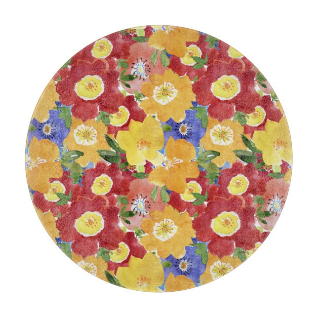 Wild Flowers: Repeated Floral Seamless Cutting Board (Front)