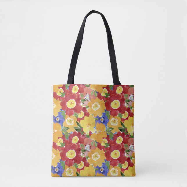 Wild Flowers: Repeated Floral Seamless Tote Bag (Front)