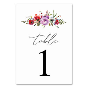 Wild Flowers & Romance Table Number