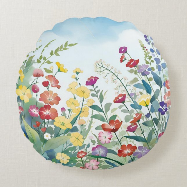 Wild Flowers Round Cushion (Front)