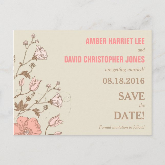 Wild Flowers Save the Date cards (Front)