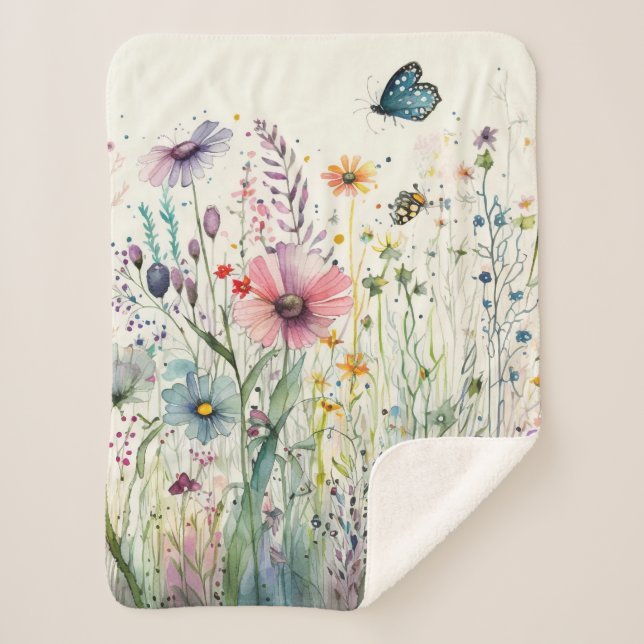 Wild Flowers   Sherpa Blanket (Front)