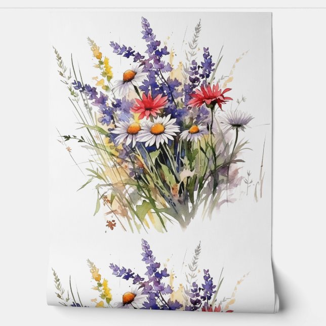 Wild Flowers Spring Meadow  Wallpaper (Unrolling)