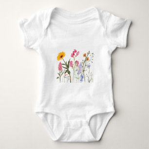 Wild Flowers T-Shirt, Vintage Botanical Kids Tee,  Baby Bodysuit
